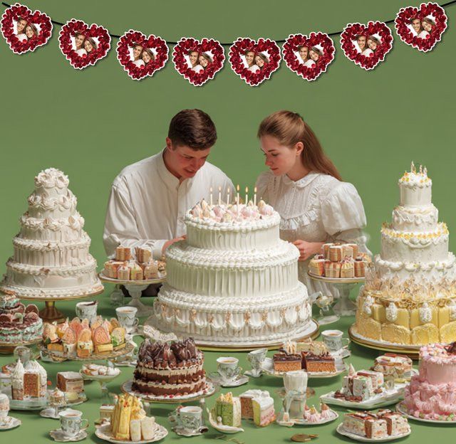 Personalisiertes WEIGAO Foto-Banner in Herzform mit roter Rose als romantische Geschenkdekoration für den Valentinstag - Bild 1
