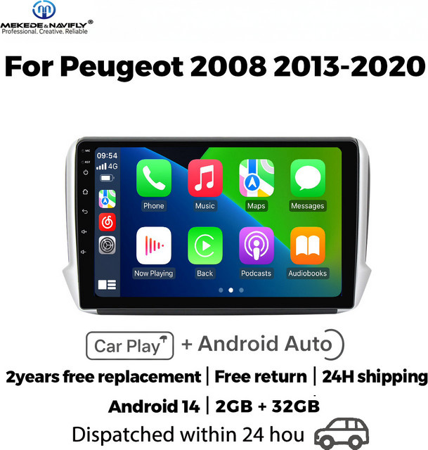 MEKEDE Android 14 Intelligentes Autoradiosystem für Peugeot 2008 und 208 Serie (2013-2020) mit kabellosem Carplay in Schwarz - Bild 1