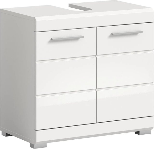 Waschbeckenunterschrank Xonox in Weiß Hochglanz mit Türen, B/H/T: 60 x 56 x 34 cm - Bild 1
