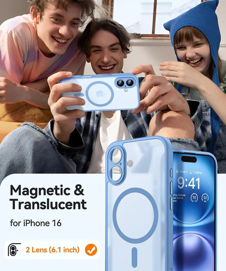 MagSafe kompatible Schutzhülle für Apple iPhone in Rot und Blau, matt und transluzent, stoßfest - Bild 2