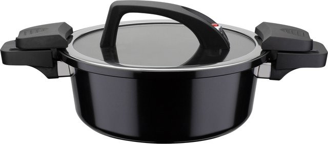 GSW Energiespartopf mit Glasdeckel, Schwarz, Durchmesser: 24 cm, Volumen: 4 l - Bild 1