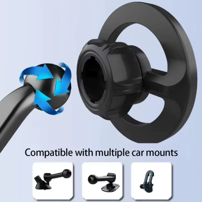 VIKEFON N72 Magnetischer Autotelefonhalter in Schwarz für 17 mm Universal-Kugelkopf, kompatibel mit MagSafe iPhone 16 15 14 13 12 Pro Max und Samsung Smartphones - Bild 3