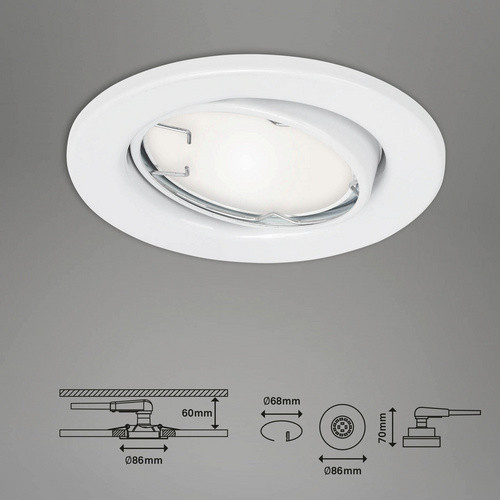 BRILONER Einbauleuchte FIT MOVE LED, weiß, Durchmesser: 8,6 cm, 4,9 W, 6.500 K, dimmbar - Bild 3