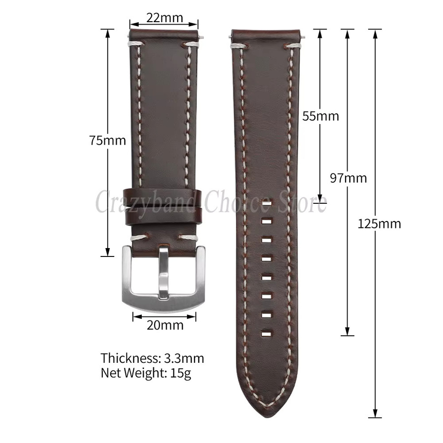 Uhrenarmband Rindsleder, 20/22 mm, Unisex, Klassisch - Bild 4