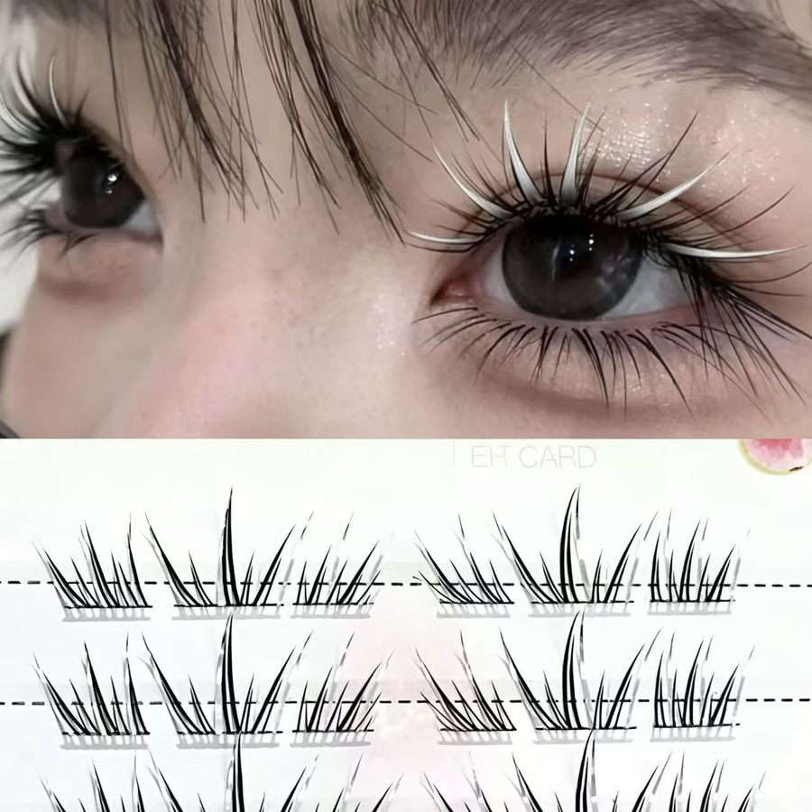 Herorange Silber-Glitzer Einzelwimpern, C-Curl, Selbstklebend - Bild 2