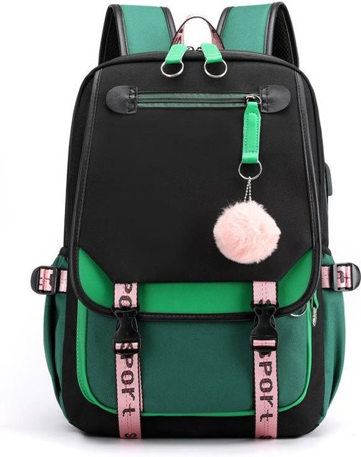 3-teiliges Schulrucksack-Set für Schüler in Schwarz aus Oxford-Stoff mit Federmäppchen und Schultergurt - Bild 1