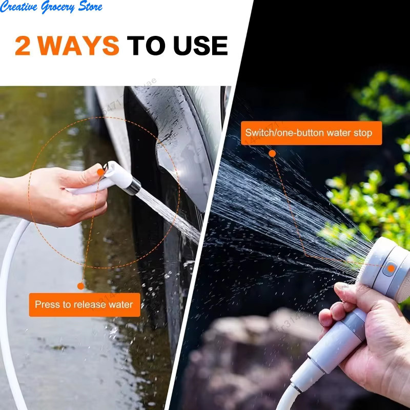 NUOYING Tragbare wiederaufladbare Outdoor-Dusche mit Handbrause in Weiß für Camping, Reisen und Autowäsche - Bild 3