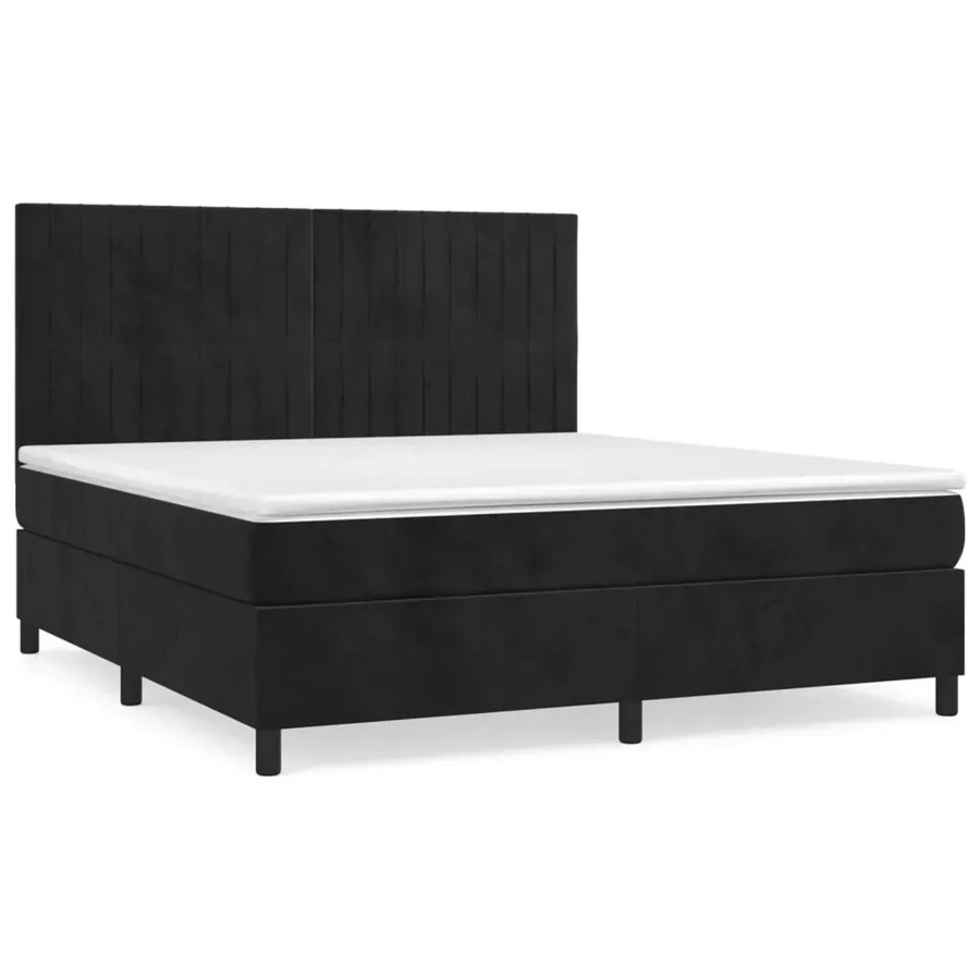 vidaXL Boxspringbett mit Matratze Schwarz Samt B/T/H: 180 x 200 x 128 cm - Bild 2
