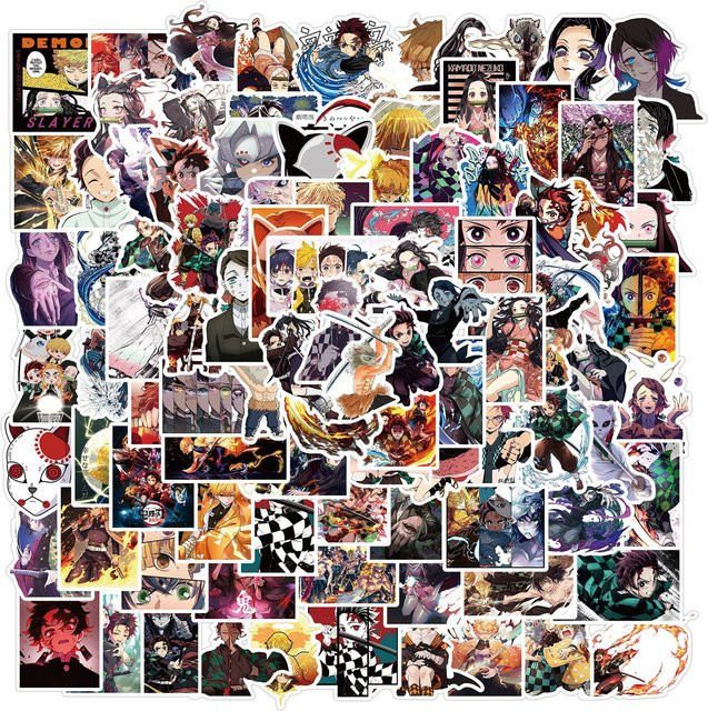 Anime Dämon Slayer Cartoon Graffiti Aufkleber, 100-teiliges Set, multicolor - Bild 1