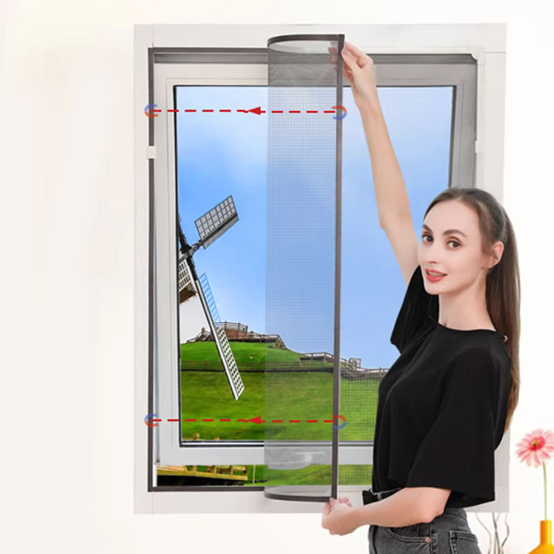 DTGJ Magnetisches Fenster-Moskitonetz aus Fiberglas in Schwarz, individuell anpassbarer Anti-Insekten-Bildschirm aus Tüll - Bild 5