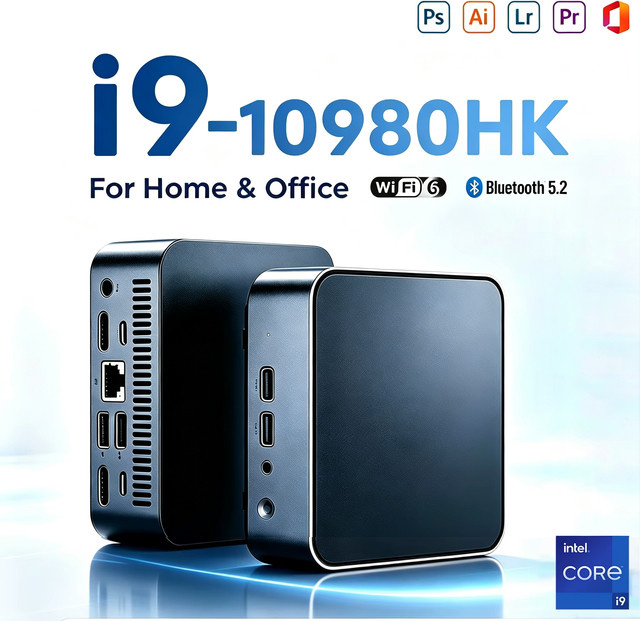 Intel Mini PC Pocket Desktop mit Core i9 10980HK, 16GB DDR4, 1TB SSD, Windows 11 und UHD Graphics in Schwarz - Bild 1