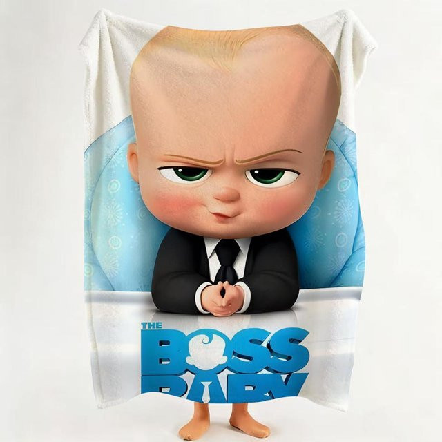 Flanell Decke mit Cartoon Baby Boss Motiv in Blau, B/B: 100 x 150 cm - Bild 1