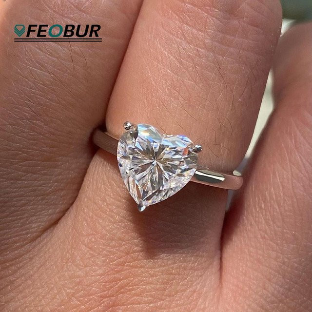 Feobur Verlobungsring, 925 Silber, Moissanit, Damen - Bild 1