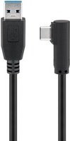goobay USB-A auf USB-C Kabel USB 3.2 Gen 1 mit 90 Grad Winkel in Schwarz - Bild 1