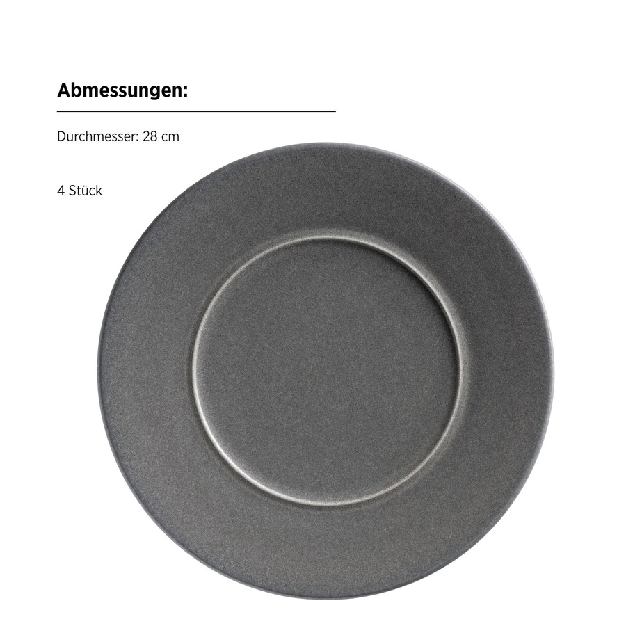 Mäser Speiseteller Set Unico aus Steinzeug in Weiss, Anthrazit und Grau - Bild 2