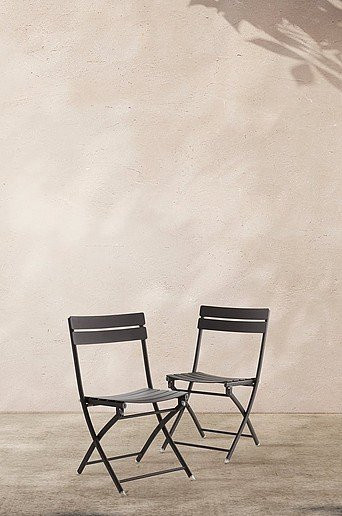 Jotex MONTMARTRE Stuhl für draußen 2er-Pack aus Aluminium in Schwarz Matt, B/T/H: 47 x 51 x 84 cm - Bild 1