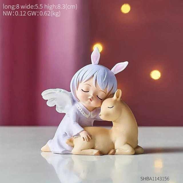 Dekorative Engel Statuette von Household supplies MH in Weiß aus Harz für das Kinderzimmer oder den Garten - Bild 1