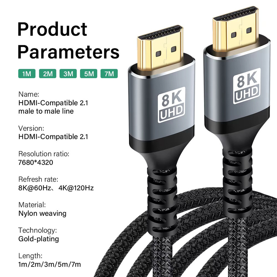 Nephy HDMI 2.1 Kabel 8K 60Hz 48Gbps High-Speed Adapterkabel in Schwarz - Bild 6