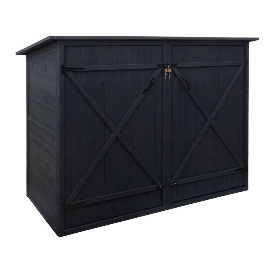 PROREGAL Fahrradgarage Geräteschuppen in Anthrazit, abschließbare Fahrradbox aus gebeiztem Tannenholz, H x B x T: 152 x 184 x 98 cm - Bild 2