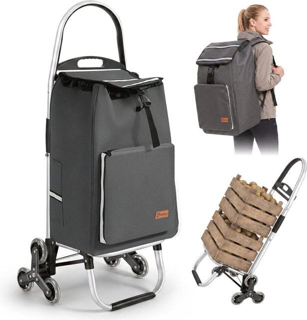 Sekey Treppensteiger Einkaufstrolley klappbar mit Rucksack in Grau - Bild 1