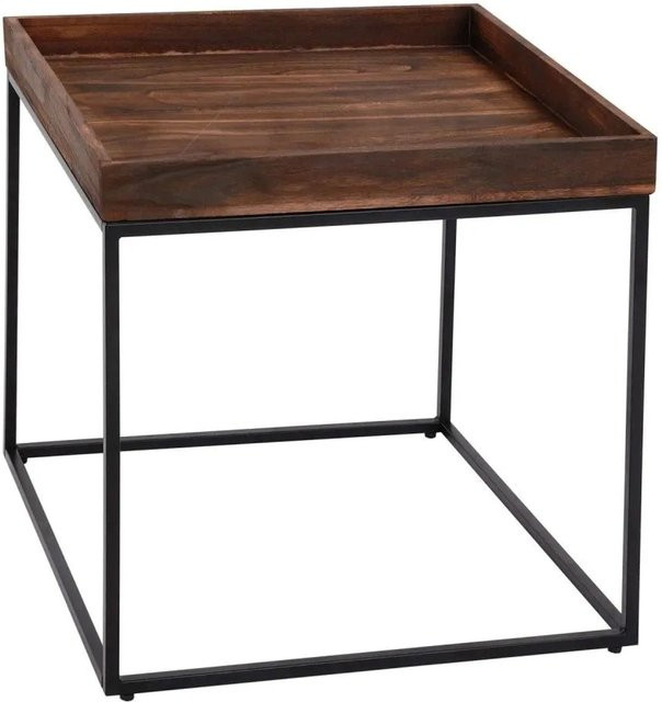 Beistelltisch MCW-K71 aus Paulownia-Holz und Metall in Dunkelbraun, B/T/H: 60 x 60 x 60 cm - Bild 2