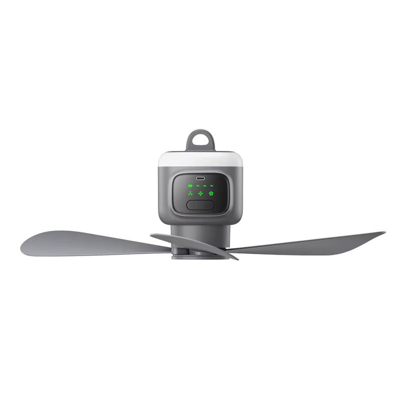 Tragbarer Outdoor-Camping-Deckenventilator von ragee in Grau mit 12000mAh Akku, LED-Licht und Fernbedienung, USB-aufladbar - Bild 4