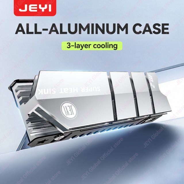 JEYI M.2 2280 NVMe/SATA/NGFF SSD Kühlkörper Aluminium-Wärmeableiter mit Wärmeleitfähiger Silikonauflage in Grau oder Silber - Bild 1