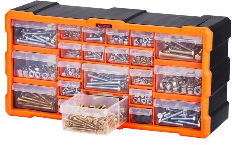 VEVOR Kleinteilemagazin mit 22 Schubladen aus Kunststoff, Sortimentskasten für Wandmontage in Schwarz-Orange, Aufbewahrungsbox für Schrauben und Eisenwaren mit 8 kg Tragkraft - Bild 1