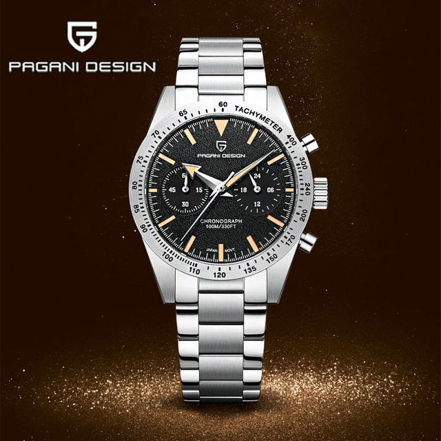 Pagani Design Chronograph, Quarz, Edelstahl, Saphirglas, Schwarz, Herren - Bild 1