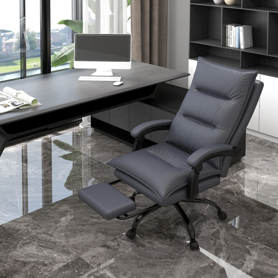 Vinsetto Bürostuhl mit Massagefunktion in Hellgrau, höhenverstellbarer Executive Chair mit Fußstütze und Kopfstütze für Büro und Homeoffice - Bild 2