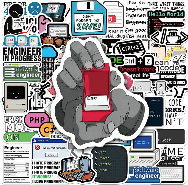 Rspctou Lustige Cartoon Programmieringenieur Aufkleber Java 404 Netzwerkfehler Sticker für Laptop und Koffer in Multicolour - Bild 1