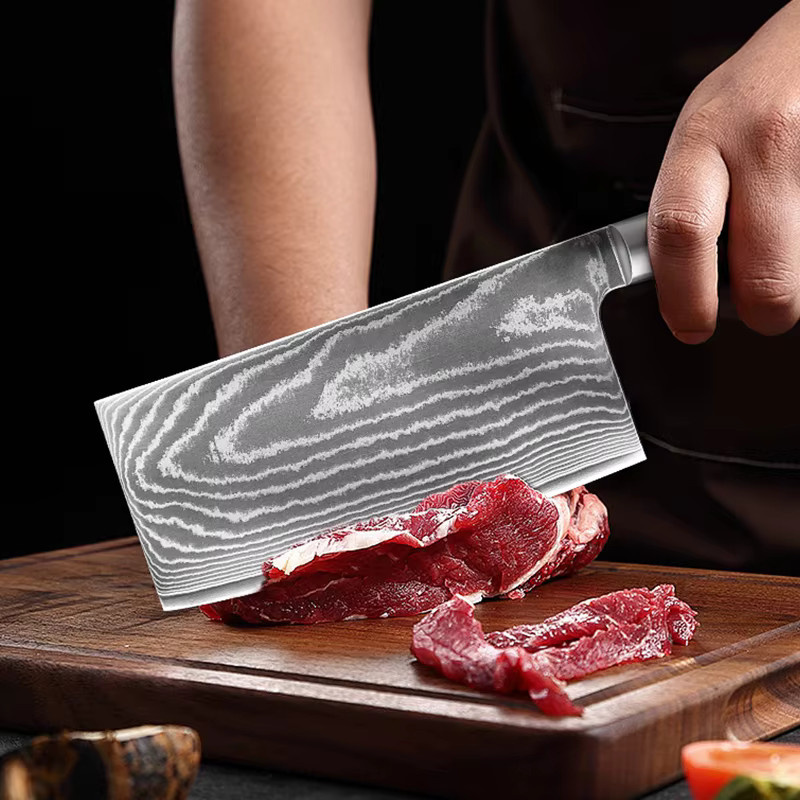 Baovim Damaskus Küchenmesser Set mit Nakiri- und Hackmesser sowie Harz-Holzgriff - Bild 2