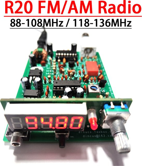 DykbRadio R20 Digitales Flugfunk Empfangsgerät mit LED-Display für FM/AM, Flugfunk-Frequenzbereiche 118-136 MHz und 88-108 MHz - Bild 1