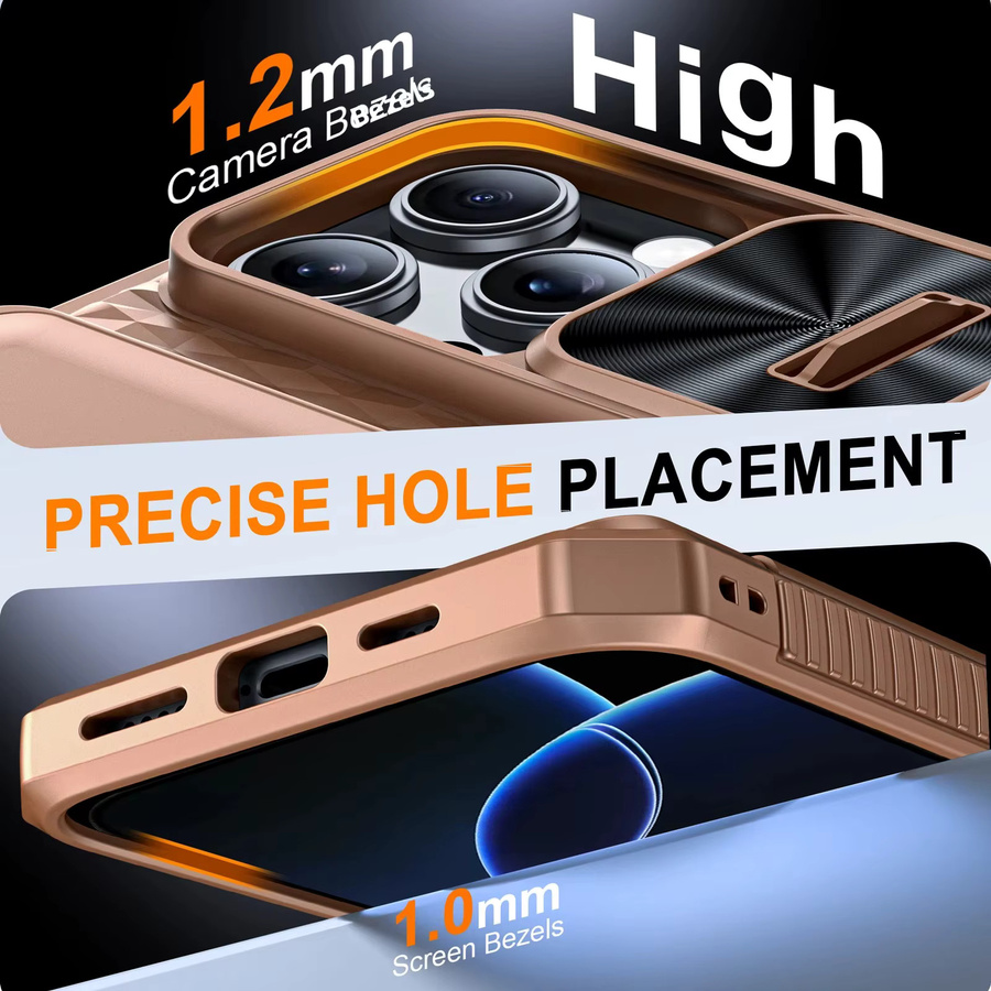 BANGZAO Schutzhülle für iPhone 16 Pro Max mit RFID-Brieftaschen-Kartenhalter und Kamera-Abdeckung in Gold - Bild 4