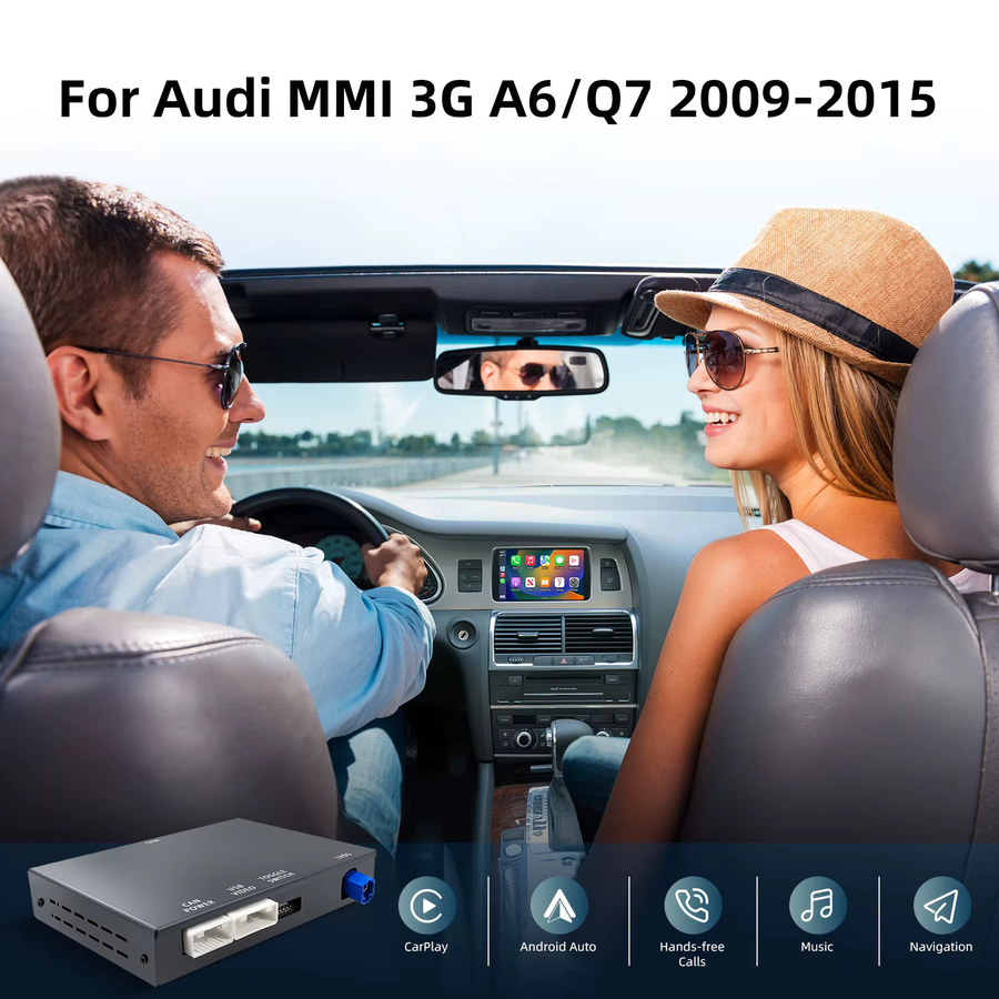 ANYFAR Kabelloses CarPlay und Android Auto Nachrüstkit für Audi A6 und Audi Q7 2009-2015, MMI 3G Decoder-Box mit 6,5 Zoll oder 7 Zoll Bildschirm, Schwarz - Bild 8