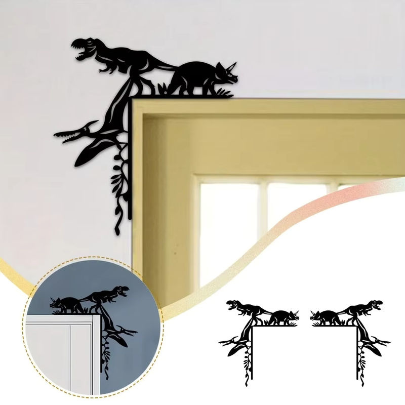 CIFBUY Metall Wanddeko Dinosaurier und Wildschwein in Schwarz als dekorativer Wandaufkleber für Türrahmen und Wandecken - Bild 5