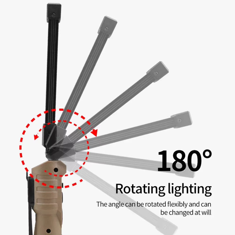XIWANGFIRE Faltbare COB-LED-Arbeitsleuchte mit Hängehaken und Magnet, USB-wiederaufladbar, Schwarz - Bild 6