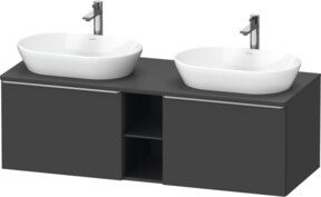 Duravit Waschtischunterschrank D-Neo in Grau Matt mit zwei Türen und offenem Regal, Wandmontage, B/T/H: 140 x 55 x 45,9 cm - Bild 1