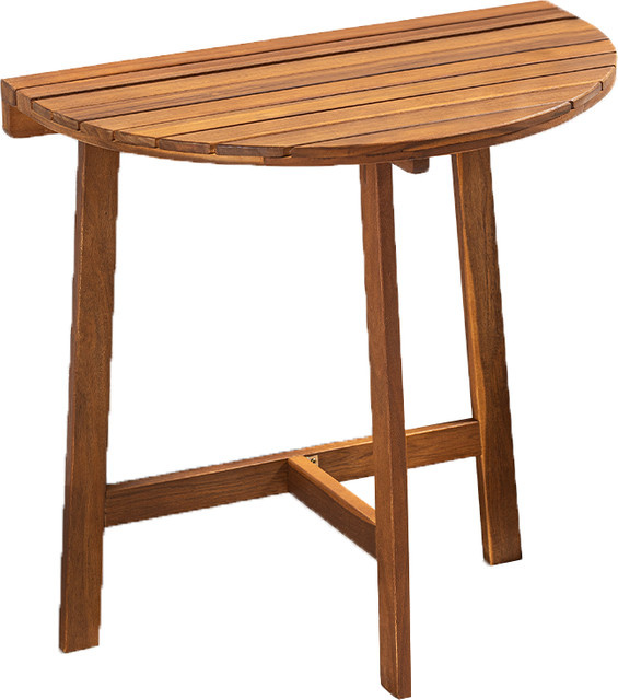 Klappbarer Beistelltisch halbrund aus Akazienholz von HC Garten & Freizeit, Braun, B/T/H: 80 x 44,5 x 71 cm - Bild 1