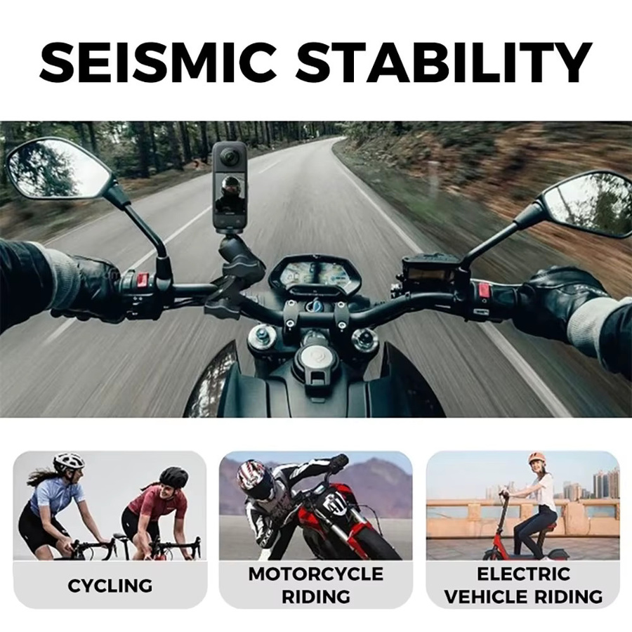 TUNEDEE Kamerahalterung aus Aluminiumlegierung für Motorrad und Fahrrad in Schwarz, Lenker- und Spiegelhalterung kompatibel mit GoPro Hero, Insta360 und DJI Osmo Action - Bild 6