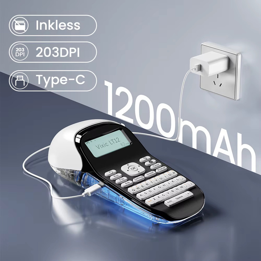Phomemo LT12 Tragbarer Bluetooth Thermoprint Etikettendrucker in Weiß, kompatibel mit DYMO LT-100H Etiketten - Bild 4