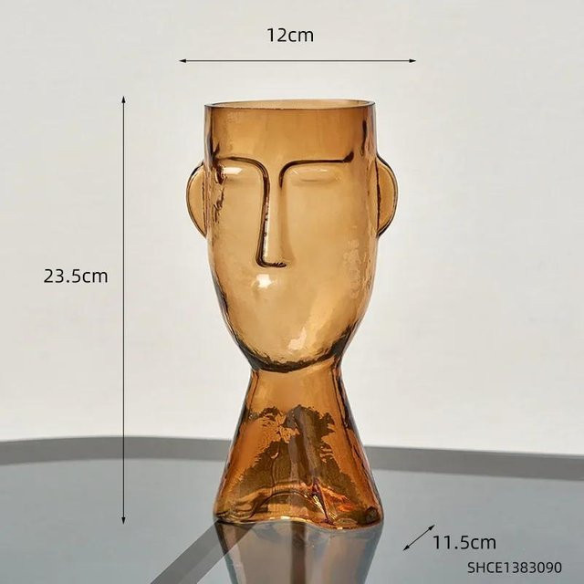 Moderne Gesichtsglasvase in Transparent für Tischdekoration und als künstlerisches Terrarium - Bild 1