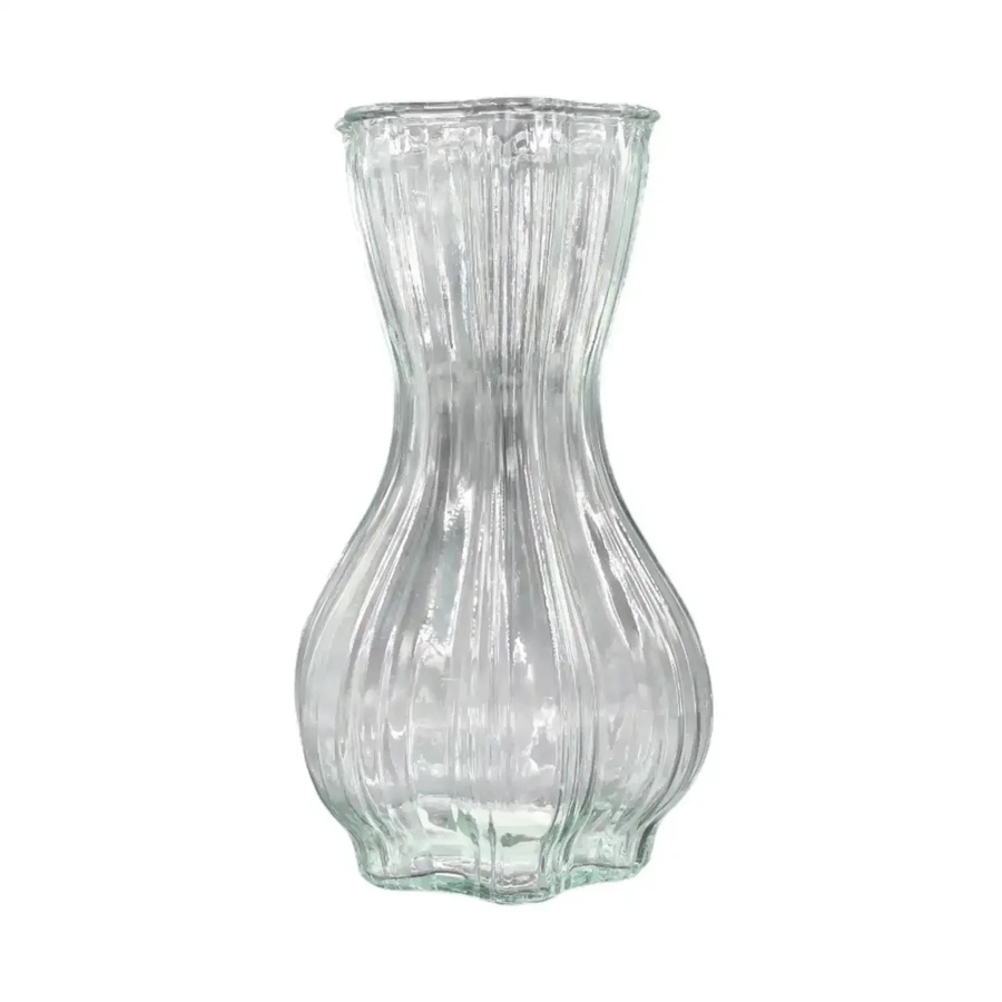 House of Nature Vase Flin Fion aus Glas in Transparent mit Rillenstruktur und geschwungener Form, Höhe: 25 cm, Breite: 15 cm, Tiefe: 15 cm - Bild 1