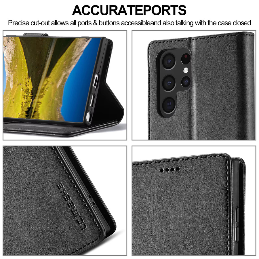 Business Ledertasche Wallet Card Holder Cover für Samsung Galaxy S26 Ultra S24 S23 FE S22 S21 S20 S10 S9 Plus Note 20 10 Plus Flip in Schwarz - Bild 5