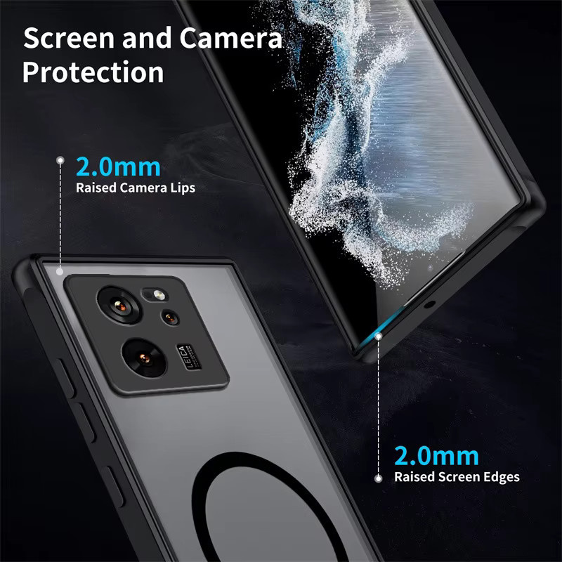 Matte magnetische Handyhülle für Xiaomi 15T 14T 13T 12T 11T 10T Pro Lite in Schwarz, stoßfeste Hartschale Schutzhülle - Bild 4