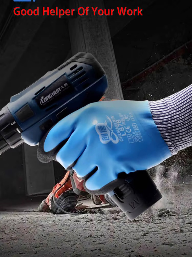 ELESESAFE Super Grip Arbeitshandschuhe mit Latexbeschichtung in Lila, Größe S, rutschfest und wasserdicht - Bild 5