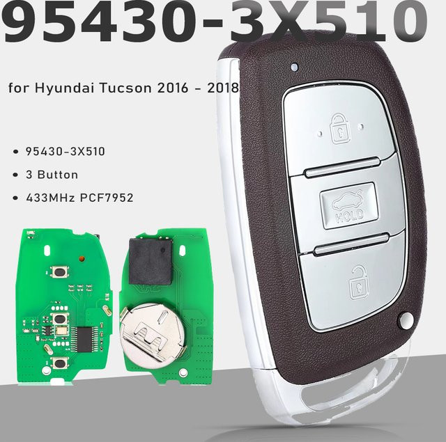 KEYECU Smart Remote Auto Schlüsselanhänger 95430-3X510 mit 3 Tasten und 433 MHz für Hyundai Elantra 2013 bis 2017 - Bild 1