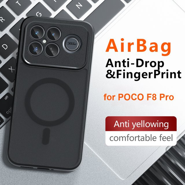 Panbon MagSafe Magnetische Drahtlose Lade Hülle für Xiaomi Poco F8 Pro und F8 Ultra, Stoßfeste Rückseite, Transparent oder Schwarz - Bild 1