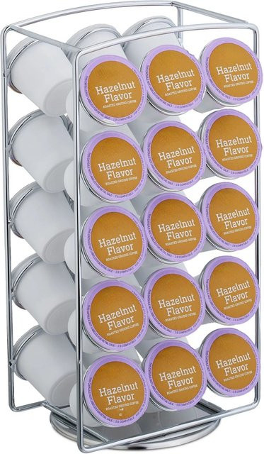 Relaxdays Kapselhalter für 30 K-Cups aus Eisen in Silber, drehbar, B: 30,5 cm, T: 16 cm, H: 12,5 cm - Bild 1
