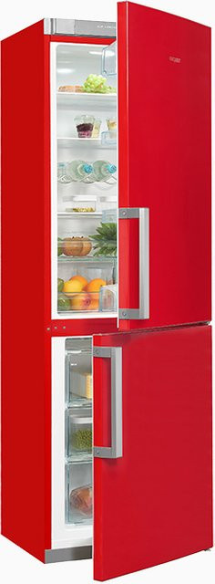 Exquisit Kühl-Gefrierkombination KGC35-H-280E in Rot mit Standgerät-Design und LED-Innenbeleuchtung - Bild 1